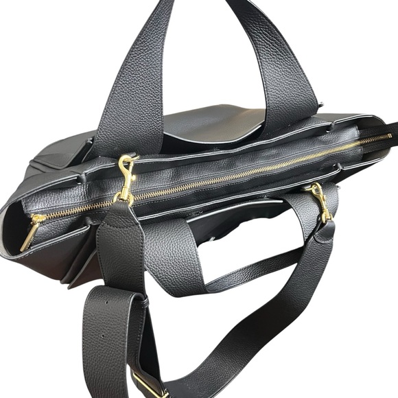 Cuyana Mila Satchel Black Italian Leather Work Travel Laptop Tote Bag - Picture 10 of 15